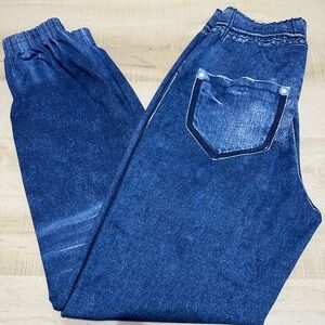 Zyia Faux Distressed Denim Jean Jogger Leggings